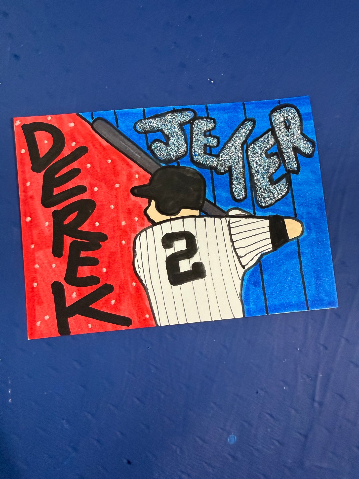 Derek Jeter Original 1/1 Hand Drawn Art Card