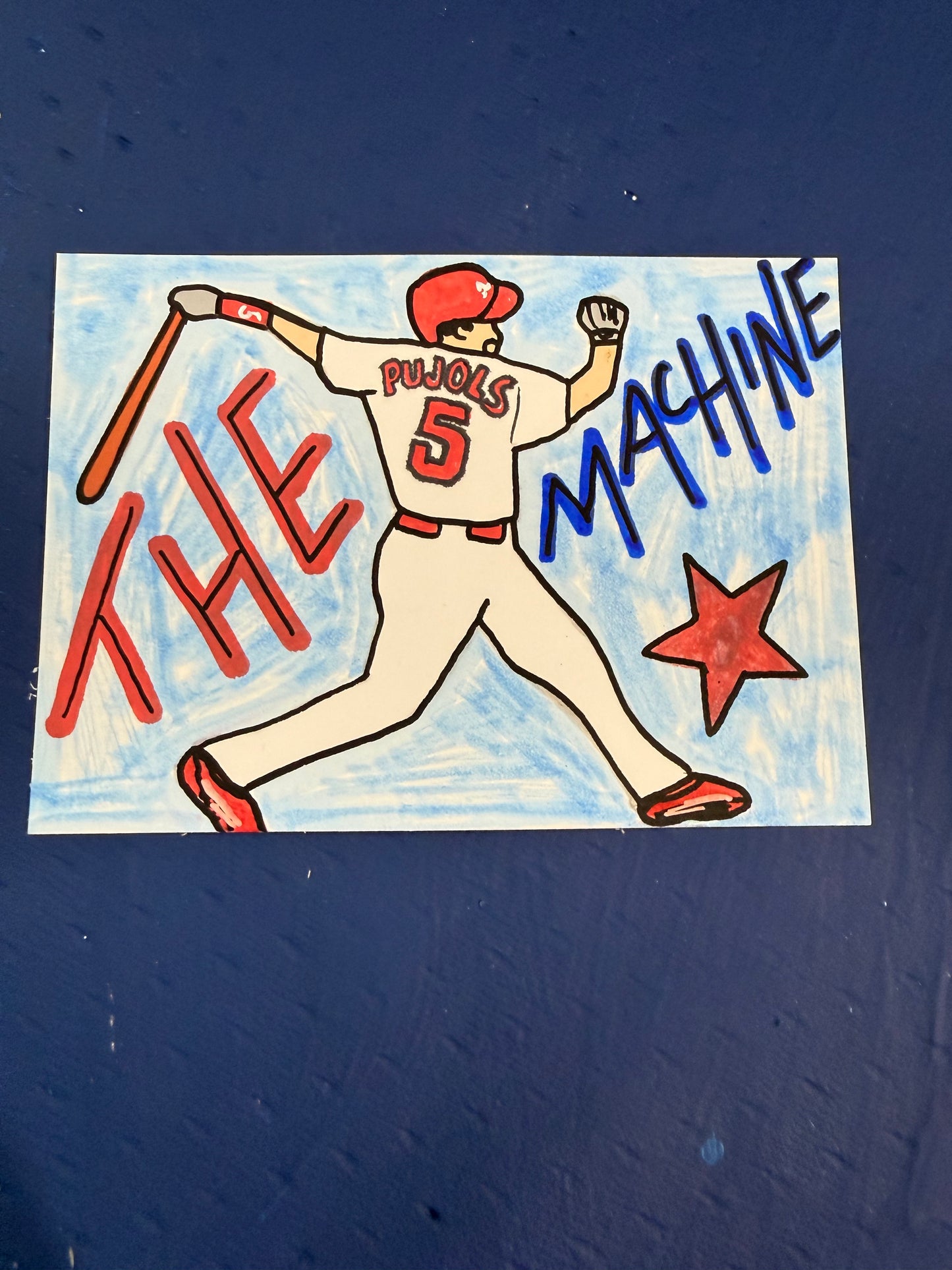 Albert Pujols Original 1/1 Hand Drawn Art Card