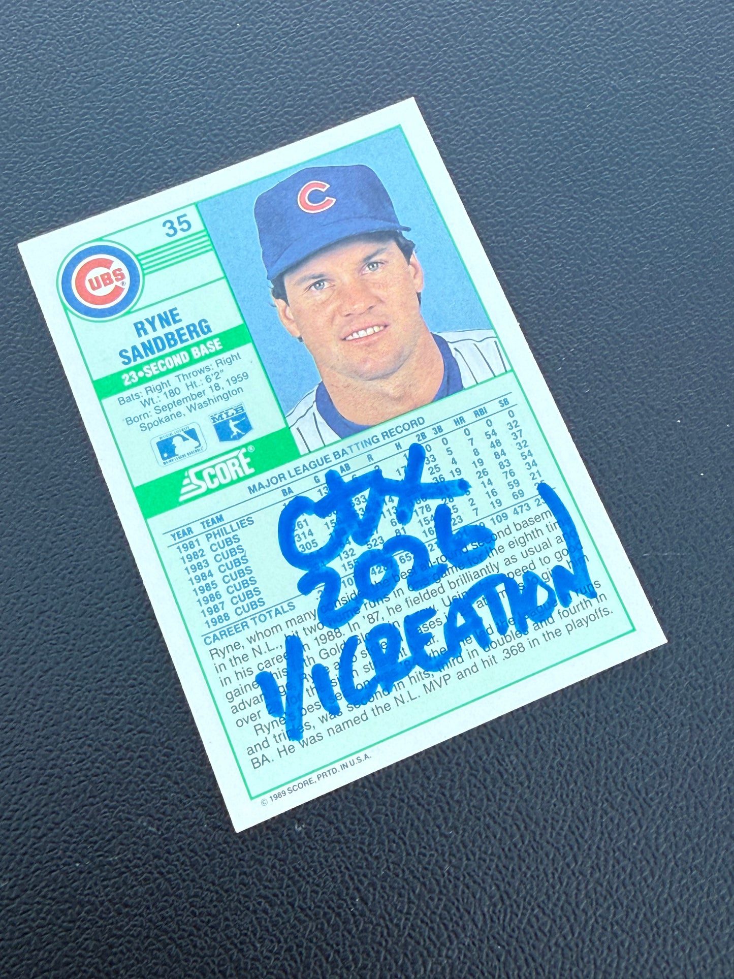 Ryne Sandberg 2.0 Collection 1/1 Art Card Cubs