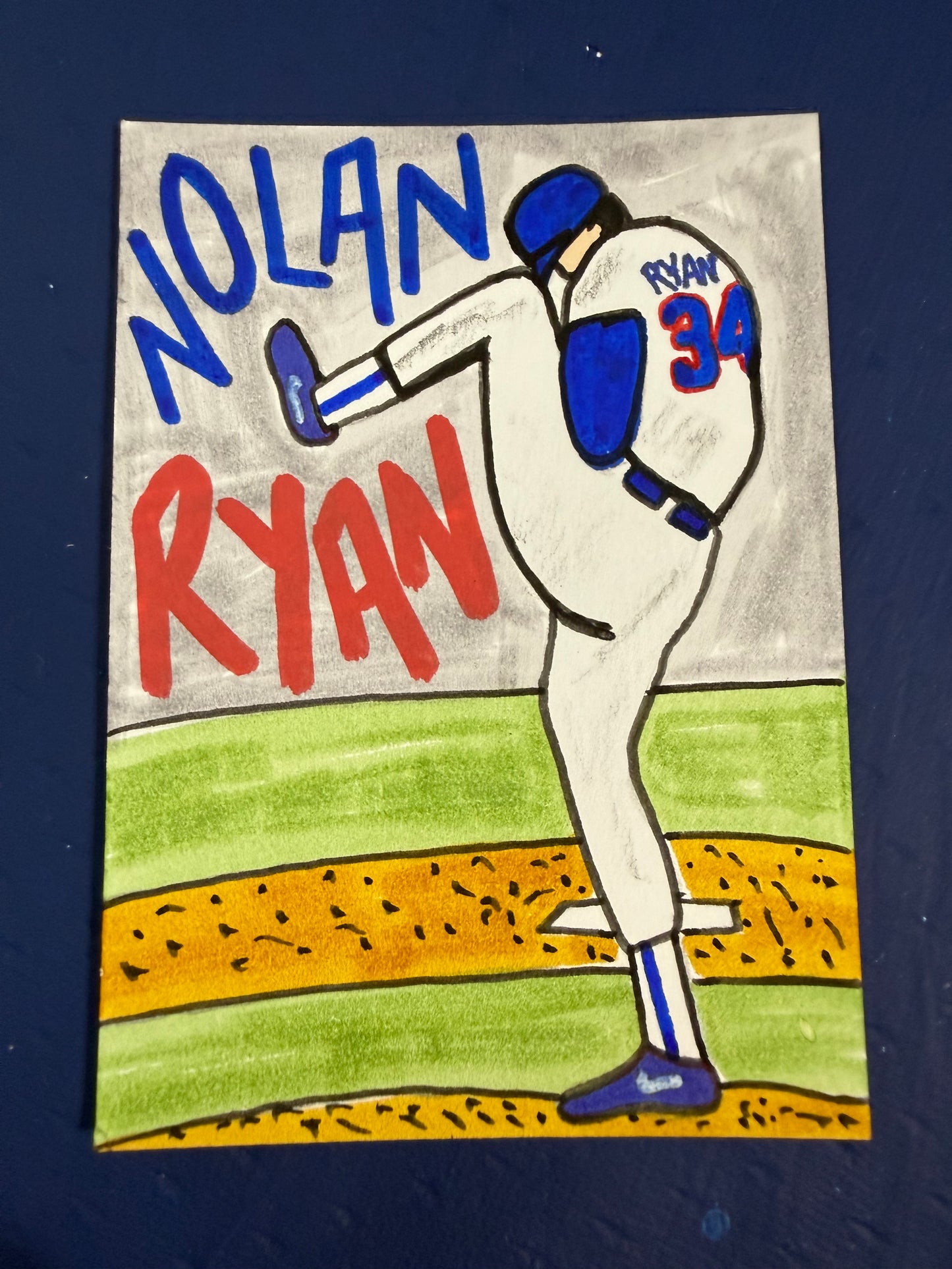 Nolan Ryan Original 1/1 Hand Drawn Art Card