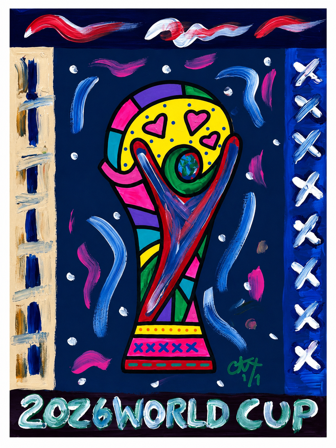 2026 World Cup 9X12 Original 1/1 Mixed Media Artwork