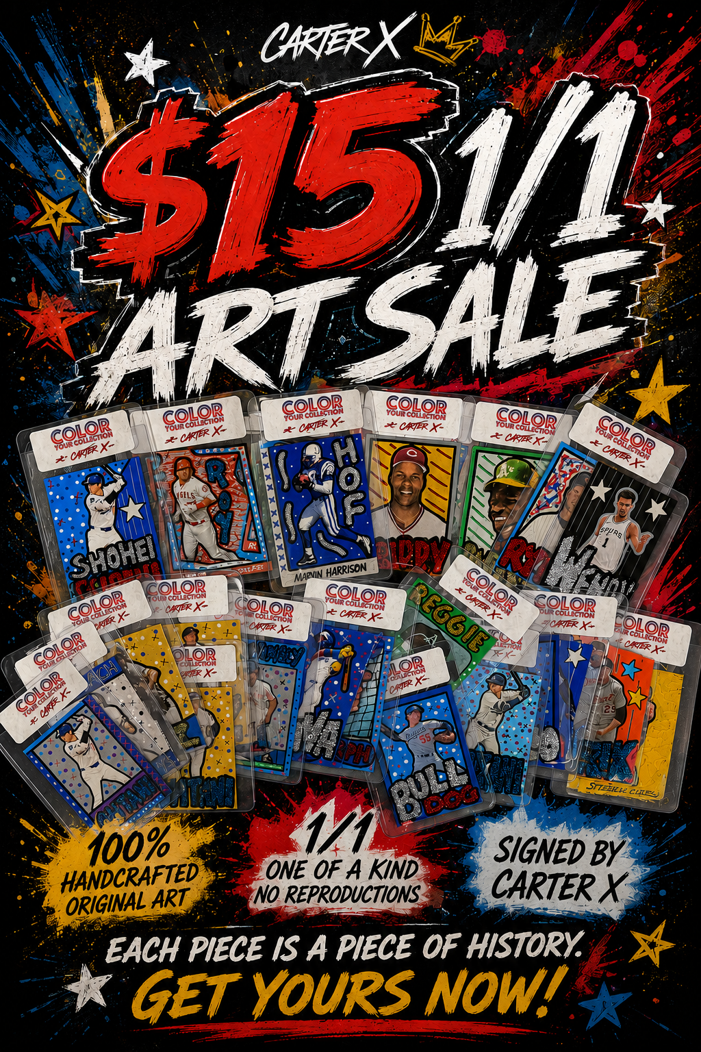 Random CARTER X 1/1 Hand Crafted Art Card  - Multi Sport