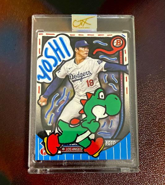Yoshinobu Yamamoto x YOSHI 1/1 Hand Painted Trading Card