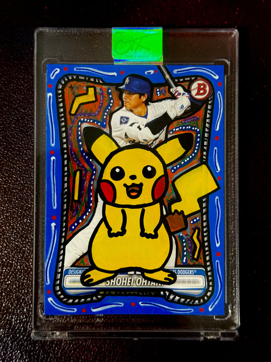 Shohei Ohtani x Pikachu Dodgers 1/1 Hand Painted Trading Card
