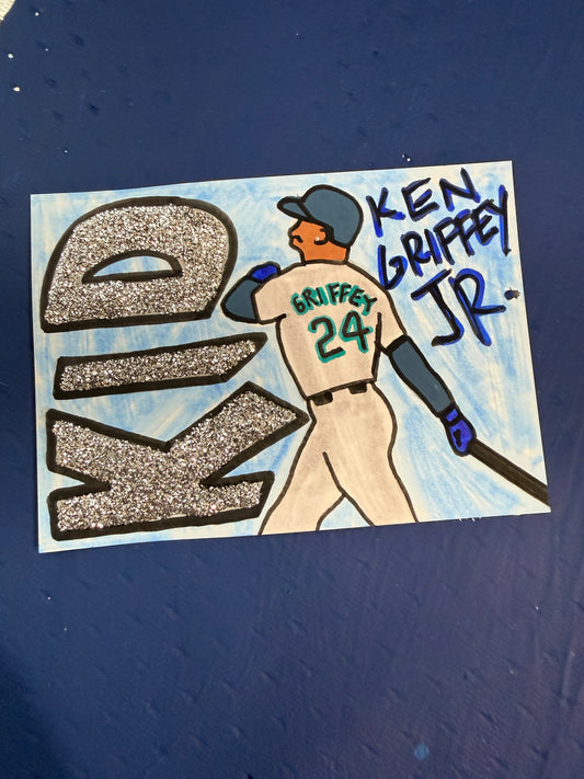 Ken Griffey Jr Original 1/1 Hand Drawn Art Card