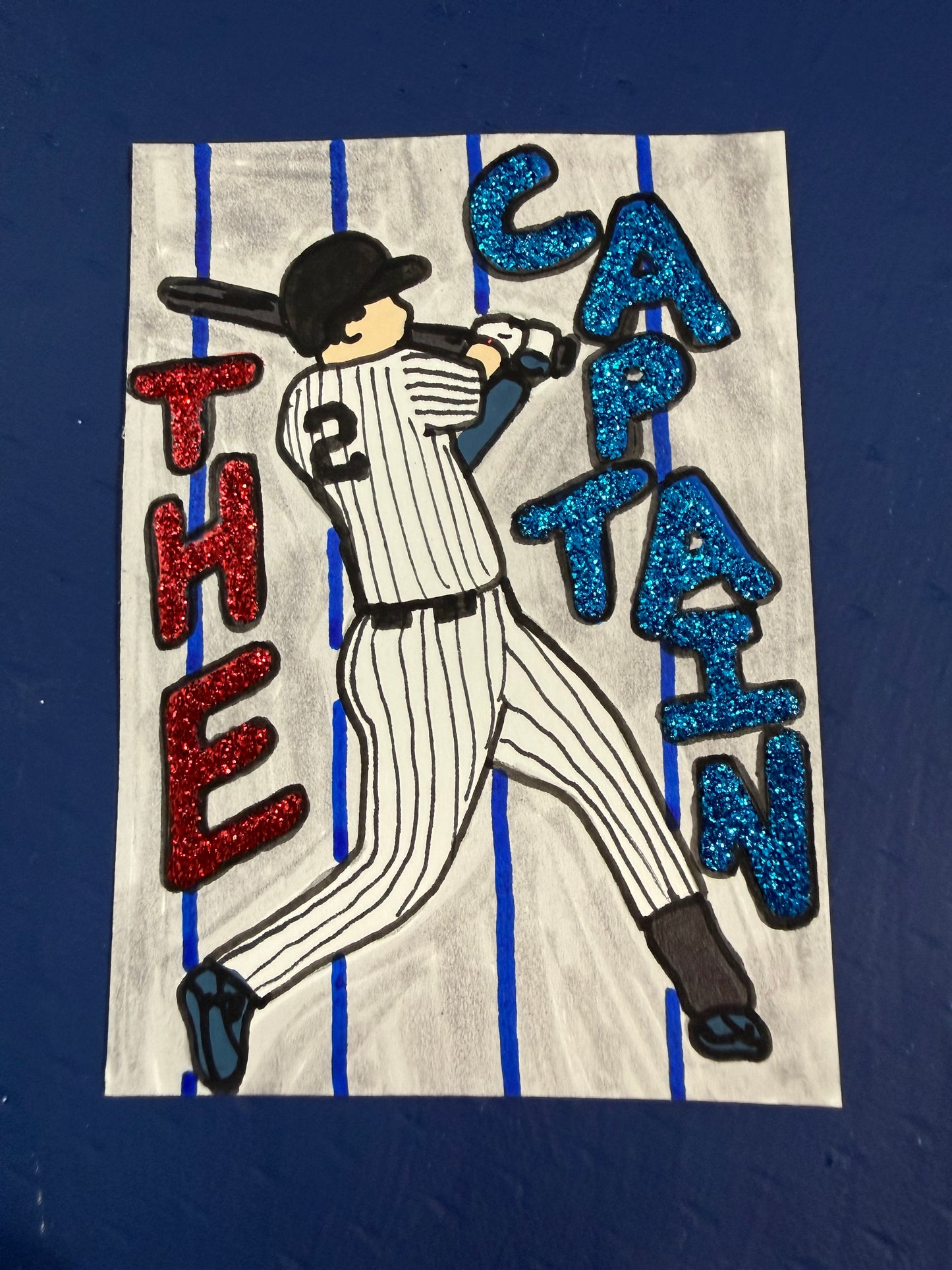 Derek Jeter The Captain Original 1/1 Hand Drawn Art Card