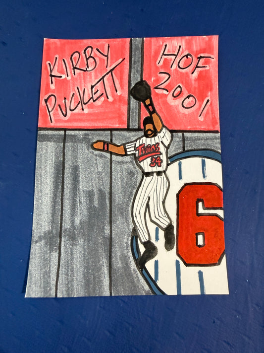 Kirby Puckett Original 1/1 Hand Drawn Art Card