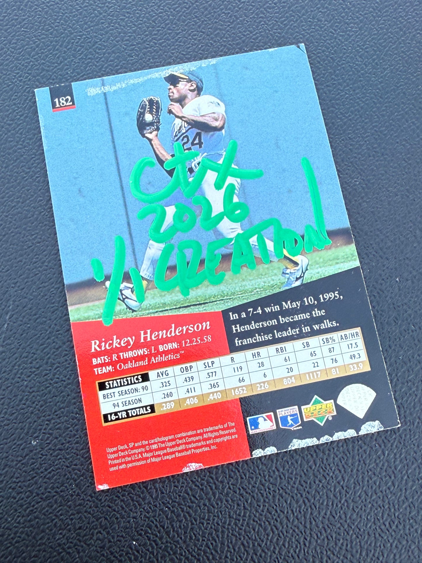 Rickey Henderson 2.0 Collection 1/1 Art Card Athletics