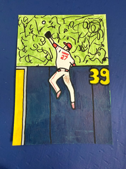 Mike Trout Original 1/1 Hand Drawn Art Card