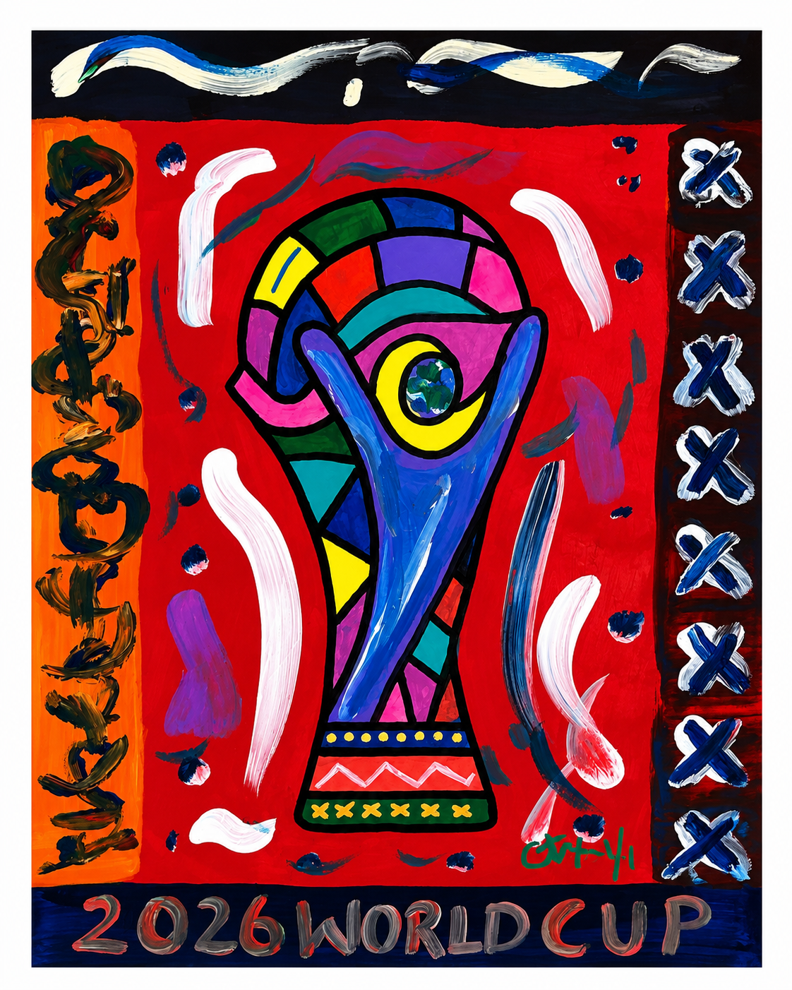 2026 World Cup 9X12 Original 1/1 Mixed Media Artwork