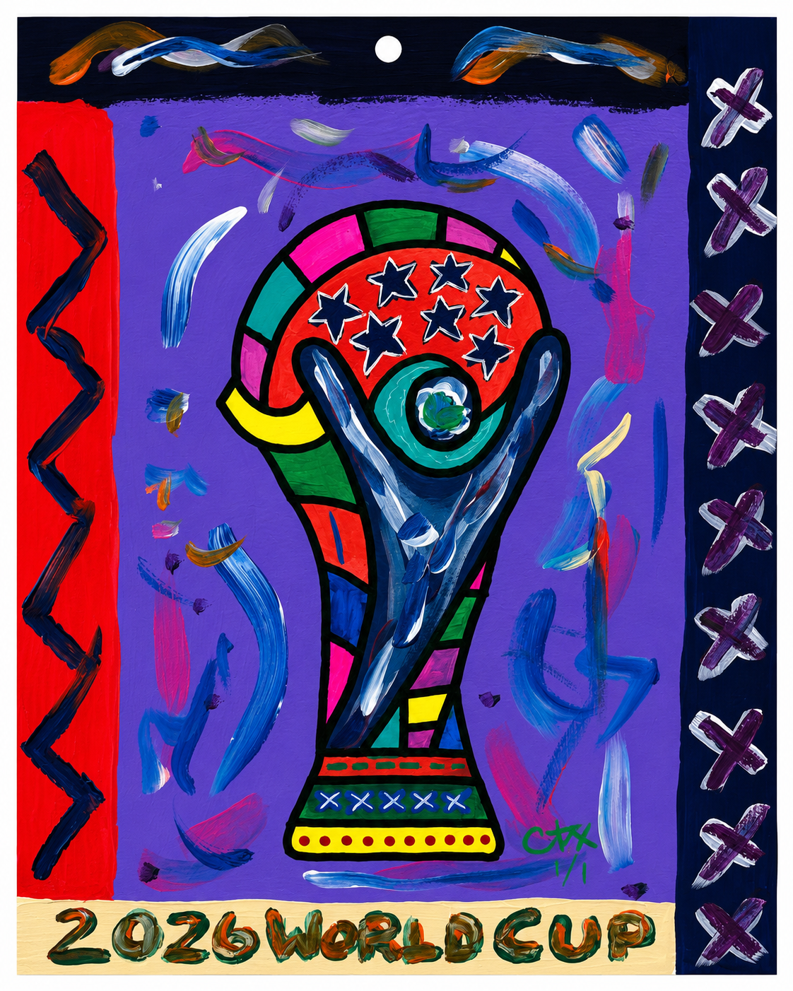 2026 World Cup 9X12 Original 1/1 Mixed Media Artwork