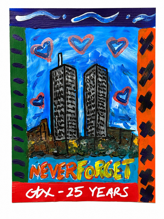 September 11, 2001 25 Years 9X12 Original 1/1 Mixed Media Artwork